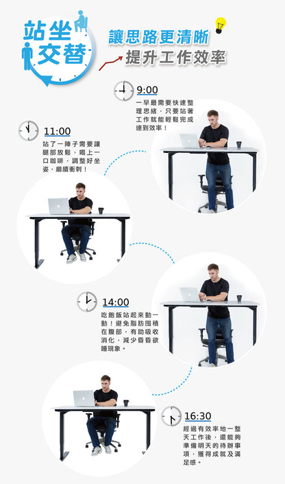 FUNTE Prime系列三節式電動升降桌（桌板深度60公分）