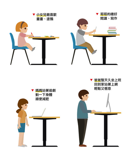 FUNTE Prime系列三節式電動升降桌（桌板深度60公分）