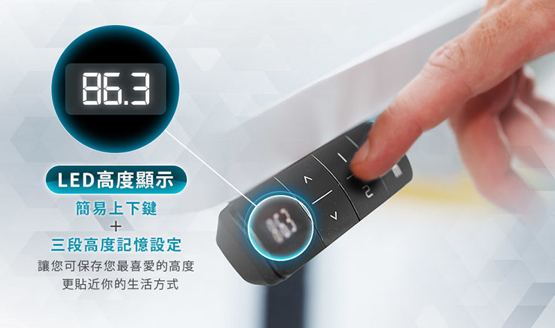 FUNTE Prime系列三節式電動升降桌（桌板深度60公分）