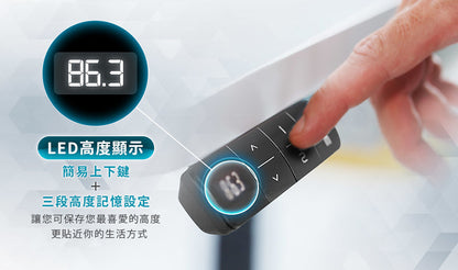 FUNTE Prime系列三節式電動升降桌（桌板深度60公分）